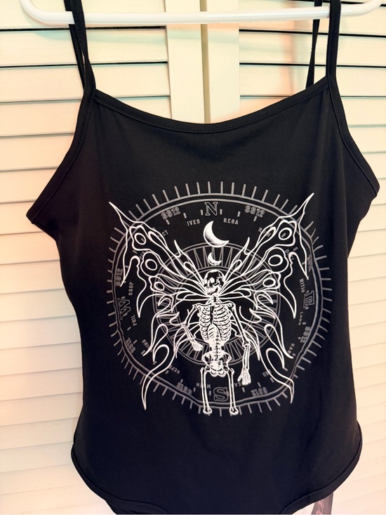 ROMWE Tops - ROMWE NWT Black Skeleton Butterfly Graphic Bodysuit